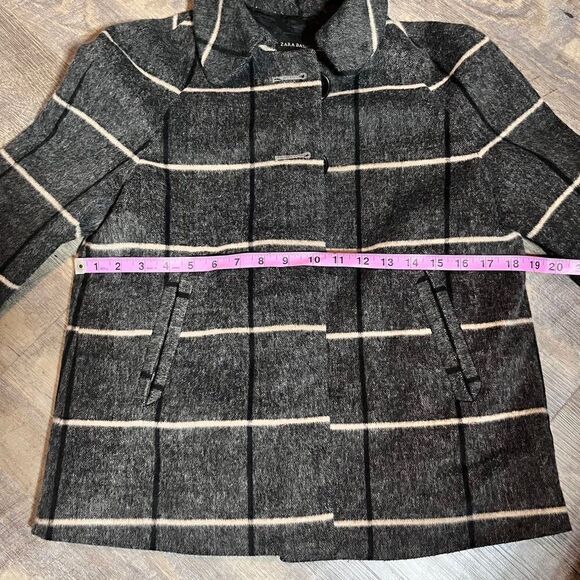 Zara Basic Wool Blend Plaid Pea Coat Size XS - Picture 7 of 11